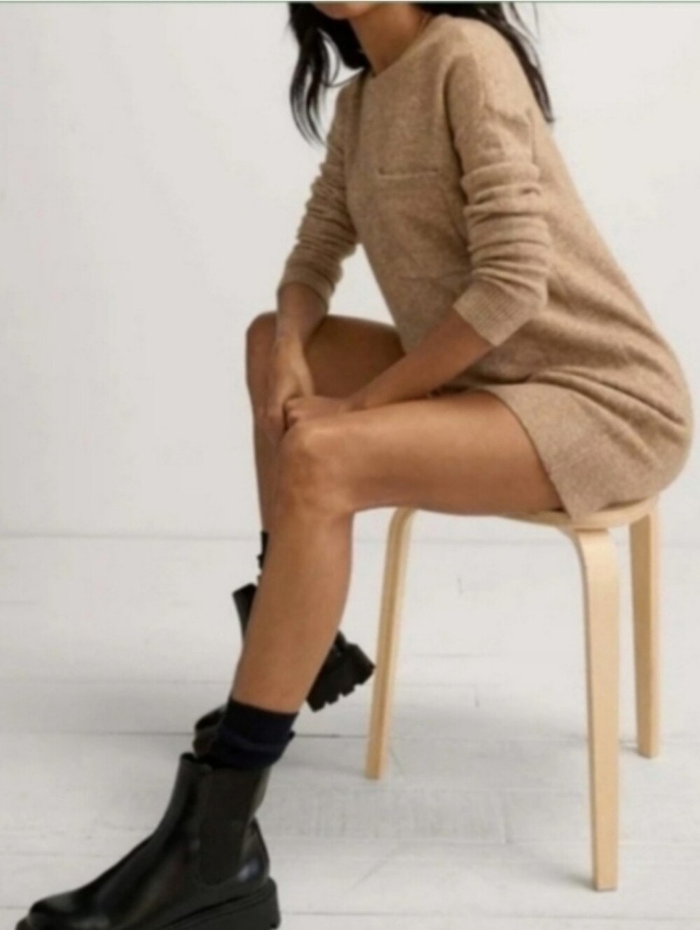 NWT BLACK Hatch the long sleeve Reese sweater dress, 1 small wool blend